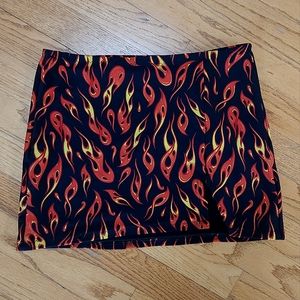 Flame Patterned Mini Skirt